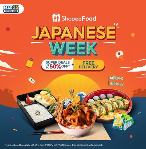 Food Deals, Best Deal, Japanese Food Design, Free Delivery Design, Delivery Food, Delivery Poster, Poster Food Design, Japanese Banner, Food Ads Design