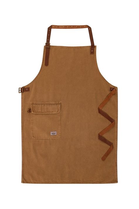 Brown Apron, Work Apron, Chef Pants, Craft Apron, Denim Apron, Work Aprons, Bib Apron, Cooking Apron, Brown Leather Strap