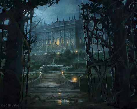 Manor Exterior, Blades In The Dark, Dark Castle, Episode Backgrounds, Castle Aesthetic, Slytherin Aesthetic, 다크 판타지, Landscape Background, Fantasy Castle