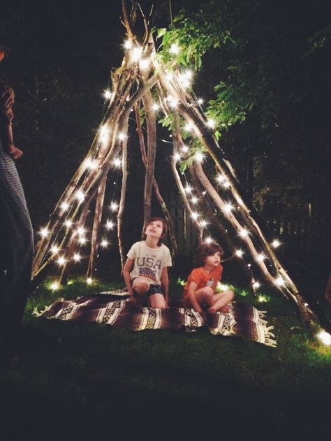 Made the kids a #teepee #homemade #diy Fairy Teepee, Diy Large Teepee Tent, Stick Teepee, Outdoor Teepee, Teepee Outdoor, Diy Teepee, Tree Tent, Teepee Kids, Teepee Tent