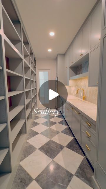 Beit Av House on Instagram: "The open floor plan of my home made it crucial to have a scullery installed behind my kitchen to keep the main cooking area uncluttered and organized. By having a dedicated space for food preparation and cleaning, I can maintain a tidy kitchen that seamlessly integrates with the adjacent dining and living areas, fostering a warm and inviting environment for my family. I am grateful ©. #scullery #pantry #kitchen #design #marble #blue #built #bluecollar #thelordgetsalltheglory #walnut #brass" Scullery Kitchen Floor Plan, Kitchen With Scullery Layout, Scullery Ideas Layout, Pantry Kitchen Design, Scullery Pantry, Kitchen Design Marble, Scullery Ideas, Kitchen Floor Plan, Pantry Kitchen