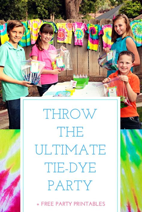 Throw the Ultimate Tie Dye Party with Tulip.  Here's all the tips and tricks you need to try to have a successful tie dye session with family and friends. Tie Dye Birthday Party Decorations, Tie Dye Party Ideas Birthdays, Tie Dye Party Ideas, Tie Dye Party Decorations, Tie Dye Birthday Party Ideas, Birthday Cake Diy, Tie Dye Birthday Party, Three Birthday, Colour Party