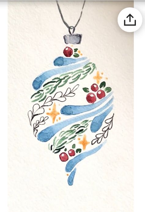 Easy Water Color Painting Christmas, Watercolor Christmas Thank You Cards, Christmas Theme Pictures, Watercolor Christmas Tree Ornaments, 3 Wise Men Watercolor, Christmas Card Design Watercolor, Easy Xmas Watercolor, Watercolor Christmas Ornament Cards, Watercolor Xmas Cards Simple