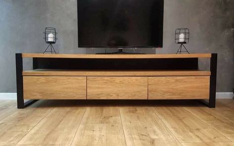 Steel Tv Stand Ideas, Steel Tv Stand, Mesa Tv, Industrial Tv Stand, Tv Unit Furniture Design, Diy Furniture Cheap, Welded Furniture, Tv Unit Furniture, Tv Room Design