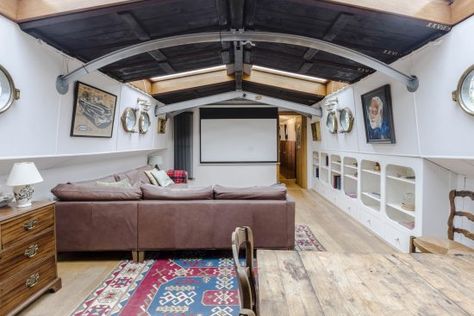 Dutch Barge Interior, Barge Interior, Barges For Sale, Barge Boat, Kitchen Galley, Narrow Boats, Dutch Barge, Boat Life, London Landmarks