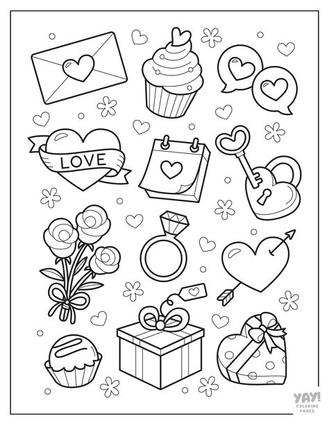 Valentine's Day Coloring Pages (Free Printables) Valentines Coloring Pages, Cute Coloring Pages For Kids, Kawaii Valentine, Valentines Day Coloring Page, Valentine Coloring Pages, Love Coloring Pages, Valentines Day Coloring, Coloring Pages Free Printable, Valentine Coloring