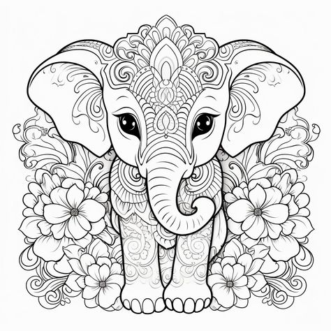 Mandala Drawing Colourful, Animal Mandala Coloring Pages, Animal Mandala, Free Adult Coloring Printables, Coloring Pages For Grown Ups, Elephant Coloring Page, Adult Coloring Books Printables, Adult Colouring Printables, Mandala Animal