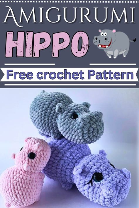 Crochet Hippo Amigurumi Pattern For Animal Lovers Crochet Jaguar Pattern, Bulky Yarn Animal Crochet Patterns, Baby Hippo Crochet Pattern Free, Simple Animal Crochet Pattern Free, Amurguri Crochet, Fun Amigurumi Free Pattern, Easy Crochet Hippo Free Pattern, Easy Crochet Elephant Pattern Free, Purple Amigurumi Free Crochet