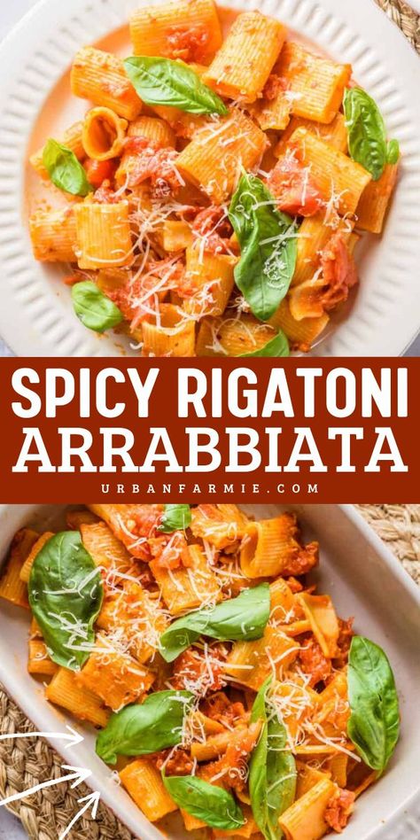 Need a quick meal with a kick? This Spicy Rigatoni Arrabbiata is a go-to for quick weeknight dinners and pasta dinner recipes. With fresh tomatoes, garlic, and a kick of red pepper, it brings bold Italian flavors to your table with effortless prep! Simple Vegetarian Dinner Ideas, Recipes With Fresh Tomatoes, Simple Vegetarian Dinner, Easy Meatless Meals, Spicy Rigatoni, Pot Pasta Recipes, Red Pasta, Fresh Tomato Pasta, Vegetarian Dinner Ideas