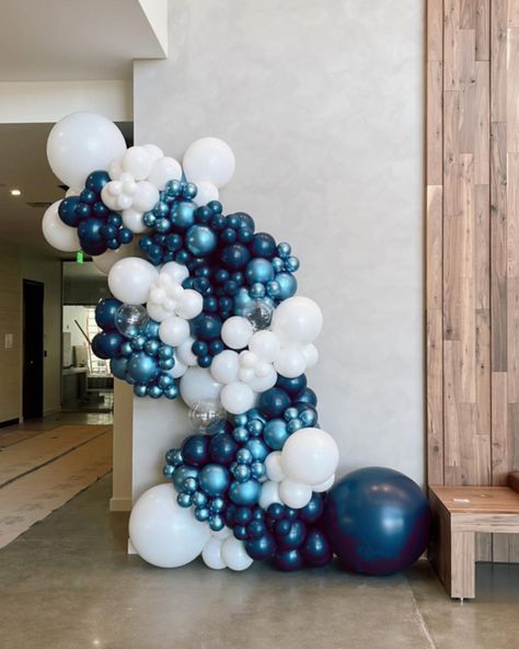 Unique Balloon Garland, Blue Bridal Shower Balloon Arch, All Blue Balloon Garland, Shades Of Blue Balloon Garland, Wedding Balloon Garland, Shades Of Blue Balloon Arch, Shades Of Blue Balloons, Party Boutique, Balloon Artist