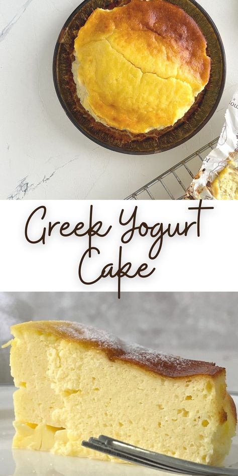 Greek Yogurt And Egg Custard, Greek Yogurt Dessert Easy, Whipped Yogurt Cake, Yogurt Cloud Cake, Easy Yogurt Cake, Honey Greek Yogurt Recipes, Cooking With Yogurt, Creamy Yogurt Cake, Flourless Yogurt Cake