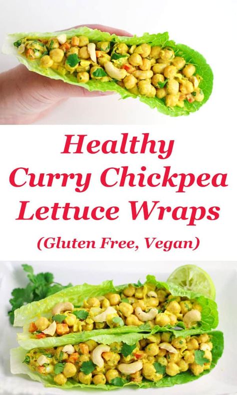 Healthy Curry Chickpea Lettuce Wraps - Tastefulventure Easy Lunches To Make, Chickpea Lettuce Wraps, Curry Chickpeas, Healthy Curry, Quick Healthy Lunch, Diy Easy Recipes, Getting Fit, Chickpea Curry, Dinner Appetizers