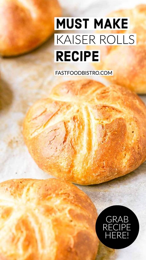 Kaiser Rolls Recipe, Rolls Recipe Easy, Round Bread, Hard Rolls, Kaiser Rolls, Bread Rolls Recipe, Homemade Rolls, Homemade Bread Easy, Artisan Bread Recipes