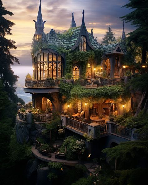 Cottage Castle, Enchanted House, Mansion Exterior, Fairytale House, Dream Fantasy, Fantasy Homes, Castle House, Fantasy House, Fantasy Castle