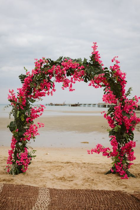 Beach Mandap, Passage Decoration, Bougainvillea Wedding, Garden Backdrop, Wedding Gate, Beach Wedding Arch, Greek Beach, Floral Arches, Garden Backdrops