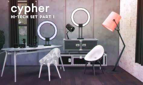 cypher; hi-tech set part I | simgguk on Patreon Living Room Sims 4, Sims 4 Nails, Cc Shopping, Die Sims 4, Cc Furniture, Sims 4 Bedroom, Sims 4 Clutter, Sims 4 House Building, Play Sims