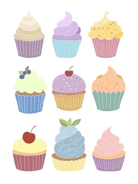 Vector cupcake vector illustration | Premium Vector #Freepik #vector Cupcake Illustration Cute, Cupcakes Illustration, Drink Vector, Cupcake Project, Cartoon Cupcakes, Cupcake Illustration, Cupcake Vector, Cupcake Drawing, Dessert Illustration