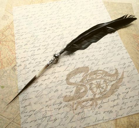 Feather Quill Pen, Raven Feather, Maxon Schreave, Raven Wings, Quill And Ink, Fancy Pens, Feather Quill, Feather Pen, Quill Pen