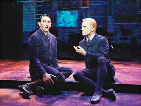 Ernst (Ben Fankhauser) & Hanschen (Andy Mientus), Vineyard scene, Spring Awakening 1st National Tour Spring Awakening Musical, Andy Mientus, Ben Fankhauser, John Gallagher Jr, Theatre Quotes, Sorry My Love, Theatre Geek, Spring Awakening, Broadway Theatre