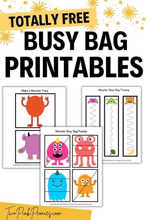 These busy bag printables are a great free printable for toddlers. Use these busy bag printables to keep toddlers entertained at restaurants, in the car, or at appointments. Make your own colorful and fun busy bag with these free printables. Quiet Bags, Diy Toddler Activities, Alphabet Tracing Printables, File Folder Games Preschool, Preschool Binder, Dot Marker Printables, Busy Bag Ideas, Toddler Busy Bags, Classroom Preschool