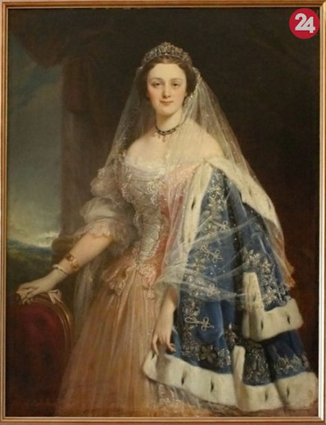 “State portrait of Countess Katinka Kendeffy de Malomvíz Andrássy (Hungarian), ca. 1867. via muzeumhumenne, Budapest. ” Royal Portraits Painting, Franz Xavier Winterhalter, Princess Alice Of Battenberg, Franz Xaver Winterhalter, Princess Louise, Female Portraits, A4 Poster, Royal Jewels, Victor Hugo