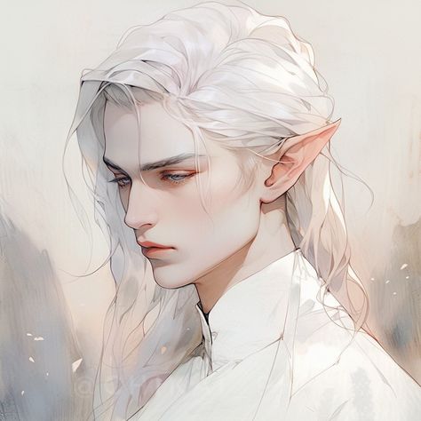 Silver Haired Elf, Albino Elf, Elf Boy, Male Elf, Elf Man, 얼굴 드로잉, Character Inspiration Male, Sketch Inspiration, Ethereal Art