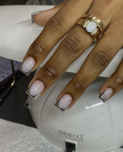 Overlay Nails Christmas, White And Gold French Tip Nails Square, Short Nails Acrylic Christmas, Short French Tip Acrylic Nails With Design, Nails Acrylic Short Square, Nail Cam, Prom 2k24, Nails With Design, Overlay Nails