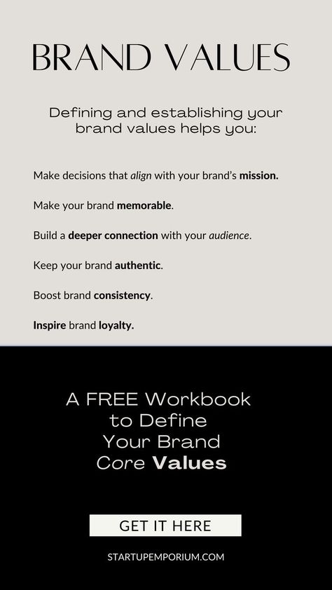 brand values workbook checklist Brand Core Values, Business Core Values, Business Core, Value Quotes, Brand Values, Brand Manual, Brand Consistency, Free Workbook, Building Tips