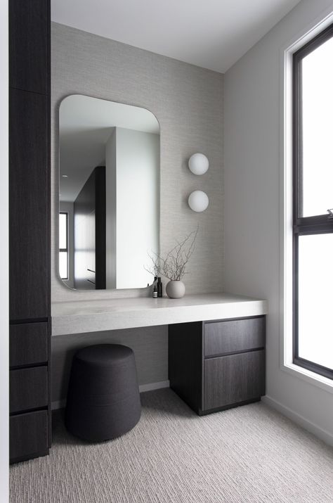 Dressing table • Resort Project • Featuring Cavalier Bremworth Untouched ‘Placid’ Reno Tips, Choosing Carpet, Duplex Design, Dressing Table Design, Backlit Mirror, Steps Design, Vanity Design, Dressing Tables, Dressing Room Design