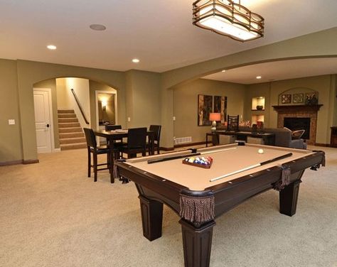 49 Amazing Luxury Finished Basement Ideas | Home Remodeling Contractors | Sebring Design Build Traditional Basement, Basement Paint Colors, Basement Painting, Traditional Family Room, Recreational Room, Basement Pool, Sherwin Williams Colors, Entertainment Area, Basement Design Ideas