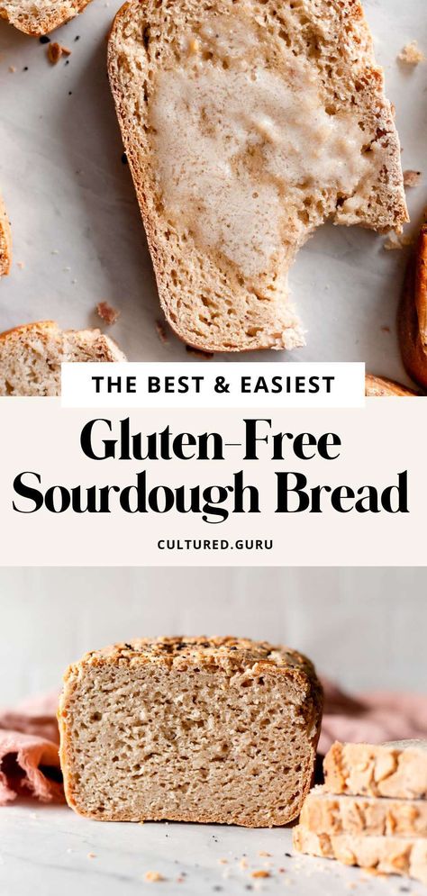 No kneading, no stretching or folding, no gumminess, no eggs, no loaves that are as hard as a rock...This gluten-free sourdough is the best and the easiest you'll try! Mix all ingredients until combined, transfer the mix to a parchment-paper-lined bread pan, wait 8 hours for it to rise, and then bake. It's a very hands-off process that only requires a little patience. With this gluten-free recipe, you will get that delicious sourdough texture and flavor without any trouble. Sandwich Fixings, Gluten Free Sourdough Bread Recipe, Little Spoon Farm, Glutenfree Bread, Bread Yeast, Gluten Free Sourdough Starter, Sourdough Sandwich Bread, Gluten Free Sourdough Bread, Bread Ideas