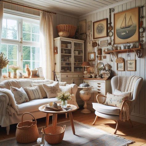 17 Easy Tips To Get The Cottagecore Aesthetic In Your Home - My Besuited Home Tiny Cottage Living Room, Cottage Life Aesthetic, Cottagecore Couch, Cottagecore Gallery Wall, Grandmacore House, Cottagecore Aesthetic House, Cottagecore Living Room, Modern Cottagecore, House Flip