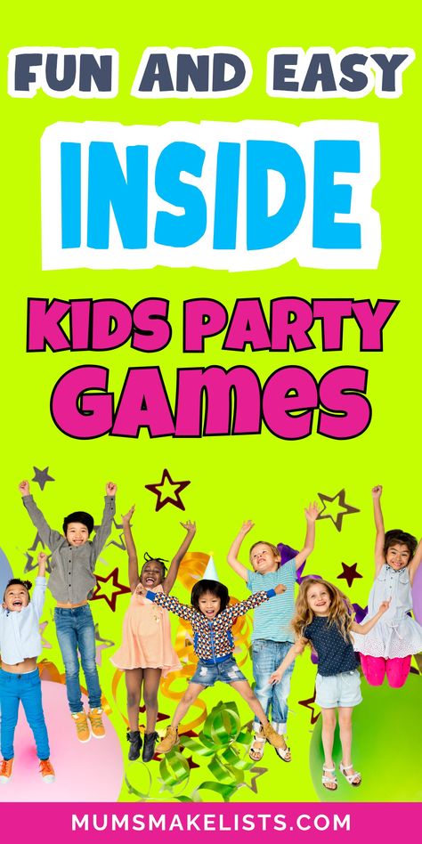 Keep kids entertained with these exciting inside party games for kids that make any birthday celebration unforgettable! From classic favorites to fun new ideas, these party games bring laughter and energy to any indoor setting. Perfect for home parties, these games are guaranteed to keep kids busy and having a blast. Ideal for parents planning a stress-free indoor kids birthday party! Childrens Party Games, Inside Party Games For Kids Birthdays, Easy Kid Games Indoor Birthday Party Games For Kids Age 8, Party Games For 5 Yrs Old, Children’s Party Games, Soccer Party Games For Kids, Parlor Games For Kids, Kids Indoor Party Games, Roblox Birthday Party Games, Kid Party Games Indoor, Birthday Games For Kids Indoor