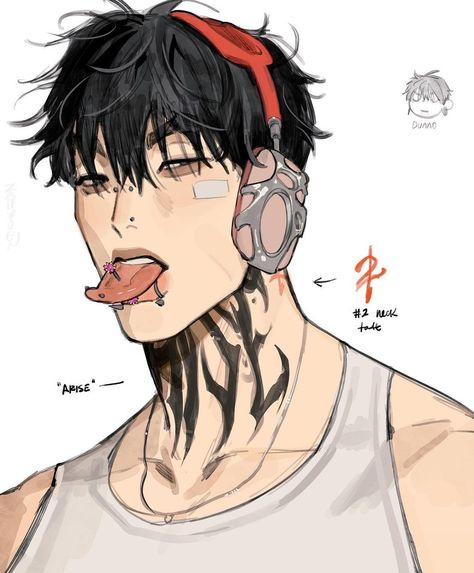 Guy With Piercings Drawing, Curly Haired Male Oc Art, Art Inspiration Reference, Zahyuen Art, Manga Art Male, Aot Fanart Men, Mode Hippie, Grunge Art, Anime People