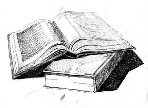 Скачать 'Books' Open Book Drawing, Still Life Sketch, Object Drawing, Book Tattoo, Book Drawing, Pencil Art Drawings, Drawing Images, Open Book, A Pencil