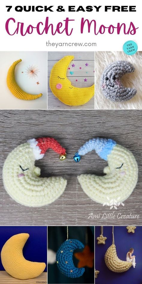 7 Quick & Easy Free Moon Crochet Patterns. Quick & Easy Free Moon Crochet Patterns curated by The Yarn Crew. Space Crochet Pattern Free, Moon Phase Crochet Pattern Free, Crochet Moon Pattern Free, Moon Crochet Pattern Free, Half Moon Crochet Pattern, Crochet Moon Amigurumi, Amigurumi Moon Free Pattern, Crescent Moon Crochet, Galaxy Crochet