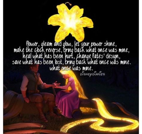 The healing song Flower Gleam And Glow, Rapunzel Movie, Tangled Flower, Girls Camp, Krishna Quotes, Disney Tangled, Love Text, Disney Quotes, Disney Art