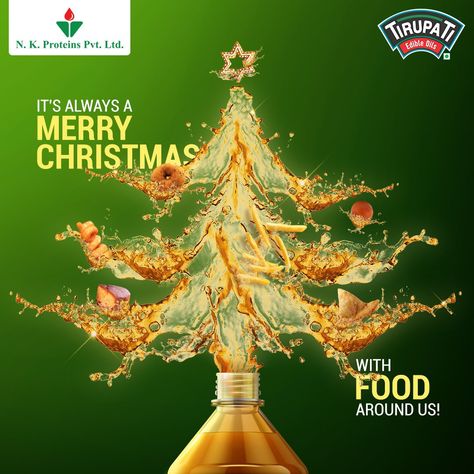 Good food is the best way to build up a good mood! Wishing you all a Merry Christmas from Tirupati Edible oils. #MerryChristmas #Christmas #ChristmasEve #TirupatiOils #EdibleOils #FoodOil #CookingOil Cooking Oil Creative Ads, Christmas Creative Ads, Christmas Ads, Social Media Advertising Design, Mustard Oil, Edible Oil, Christmas Ad, Ad Creative, Christmas Post