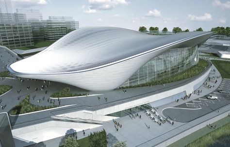 The Aquatics Center for the 2012 London Olympics will be Hadid’s first completed major building in her adopted country. Rhino Architecture, London Aquatics Centre, Le Corbusier Architecture, Zaha Hadid Architecture, Zaha Hadid Design, Richard Meier, Famous Architecture, Kengo Kuma, Zaha Hadid Architects