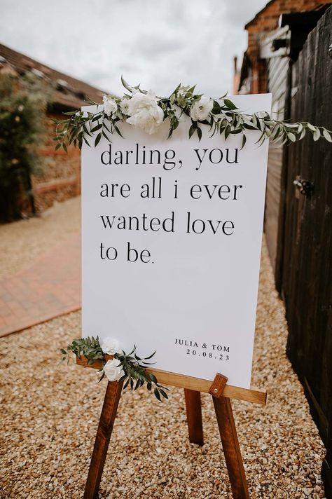 Wedding Welcome Sign, Personalised Welcome to our Wedding Sign, Welcome Sign, Custom Wedding Sign, Elegant Wedding Sign, Modern Wedding Sign Make a stunning first impression on your wedding day with our custom-designed wedding welcome sign. This elegant piece serves as a beautiful introduction to your celebration, setting the tone for a day filled with love and joy. 🌿 Features: A white background with soft black font. Personalised with your names and wedding date High-quality craftsmanship for Short Wedding Sayings For Signs, Fun Wedding Decor Ideas, Unique Welcome Signs Wedding, Wedding Welcome Signs Entrance, Summer Wedding Reception Ideas, Unique Wedding Welcome Sign, Wedding Signs For Reception, Wedding Signs Welcome, Wedding Day Signs