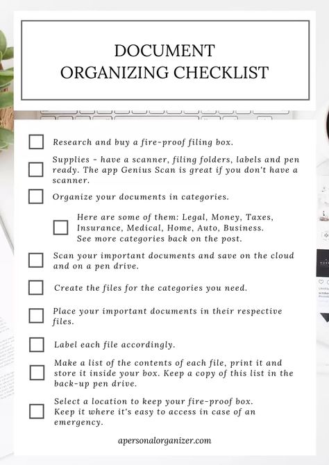 Organizing Important Documents, Organizing Important Papers, Organizing Printables, Family Emergency Binder, Decluttering And Organizing, Estate Planning Checklist, Emergency Binder, Emergency Prepardness, Declutter And Organize