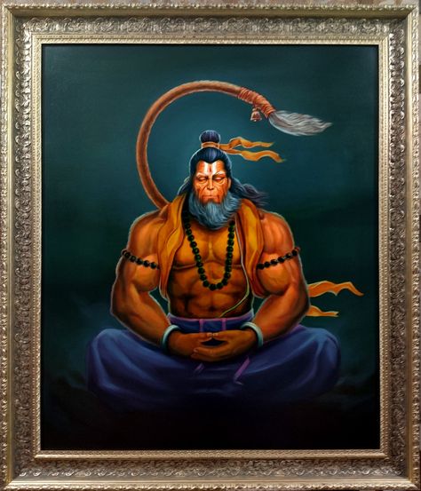 Oil Colours on Canvas Shri Hanuman Ji, Gym Mural, Tirupati Balaji, Hanuman Wallpapers, God Artwork, Ganpati Decoration Design, Shri Hanuman, Lord Hanuman Wallpapers, Hanuman Wallpaper