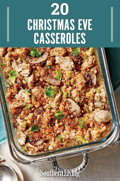 With these Christmas casserole recipes, you can feed and satisfy a large crowd, whether it’s at a laid-back gathering or an elaborate dinner party. These casseroles are quick and easy to make, making them ideal for December 24. #christmas #christmasrecipe #holidaydinner #christmasevecasserole #easycasserolerecipes #southernliving Food For Christmas Eve Party, Crowd Pleasing Recipes Dinners Families, Crockpot Christmas Casserole, Easy Dinner Large Family, Easy Dinner For Large Crowd, Christmas Crowd Pleasers, Easy Meal For Large Family, Casserole Party Ideas, Simple Holiday Dinner Ideas