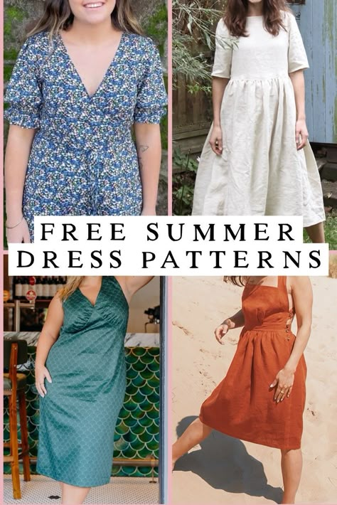 Free Midi Dress Sewing Pattern, Free Women’s Clothing Patterns, Easy Free Dress Pattern, Beginner Dress Sewing Pattern Free, Diy Summer Dresses For Women, Easiest Dress Pattern, Maxi Dress Pattern Sewing Easy Diy, T Shirt Dress Sewing Pattern, Easy Sewing Dress Patterns For Women