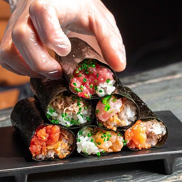 Hand Roll Bar | ROL | Huntington Beach Handroll Sushi, Hand Roll Sushi, Gastro Bar, Rolling Bar, Blue Crab, Sushi Restaurants, Sushi Bar, Birthday Dinner, Hand Roll