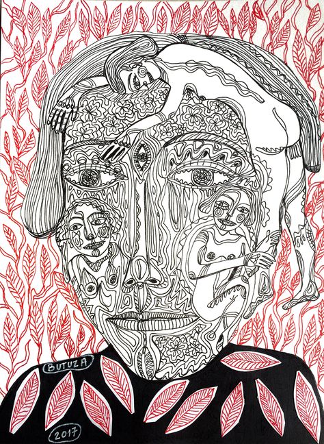 ”L’Homme à Femmes”   #outsiderart#artbrut#art #artists #artist #illustration #illustrationoftheday #drawing #sketch #painting #artistic #artwork #mixedmedia #color #inspiration #instagram #instagood #artforsale Outsider Art Drawing, Embroidery Portfolio, Face Decoration, Abstract Face Art, Artist Illustration, Story Board, Inspiration Instagram, Art Brut, Abstract Faces