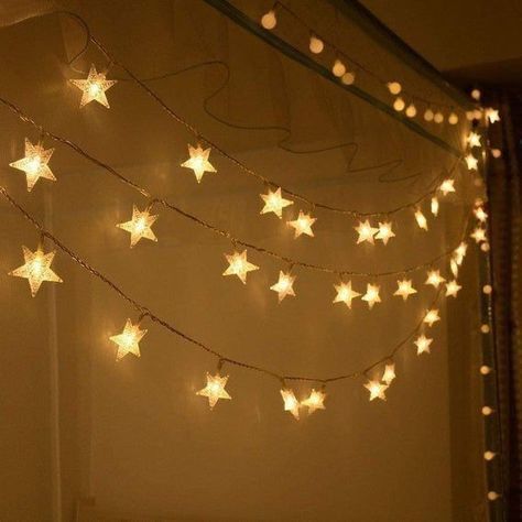 Star Home Decor, Star Room Aesthetic, Star Interior Design, Room Decor Stars, Star Room Decor, Star Fairy Lights, Star Curtains, Celestial Decor, Star String Lights