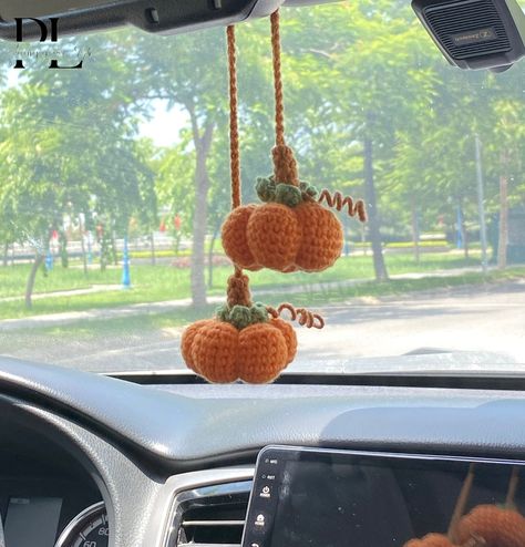 Crochet Fall Pumpkin Car Rear View Mirror Accessory, Crochet Fall Car Decorations, Fall Halloween Car Ornament, Car Pendant Hanging CROCHET CUTE PUMPKIN CAR ACCESSORY Materials: This cutie pumpkin car pendant is crocheted with natural cotton yarn, soft for skin Cute pumpkin car accessories a meticulously handcrafted by hand This fall car ornament dimension: The pumpkin measures 1 inches in wide CUTE GIFT FOR FALL AND HALLOWEEN DECOR If you are looking for a funny gifts for Fall, Halloween or you want to decor your car for Hallowen, fall, autumn, this cute pumpkin car hanging will be great choice to you.  It will be lovely gift for your mom, your grandma, your daughter, girlfriend, your friend, your besties or someone loved as fall gifts, autumn gifts, Halloween gifts, birthday gift, party Fall Car Decorations, Fall Gifts For Girlfriend, Fall Car Decorations Interior, Fall Car Decor, Crochet Car Decor, Crochet Fall Decor, Car Rearview Mirror Accessories, Hanging Crochet, Crochet Car