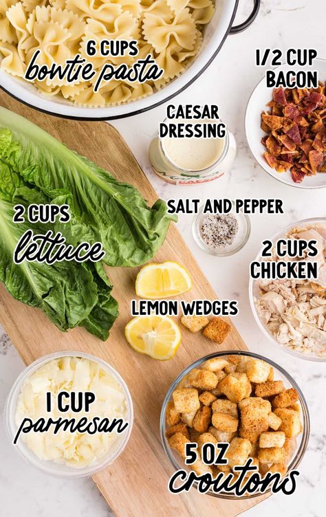 Cesar Pasta Salad, Caesar Salad Pasta, Salad And Chicken, Chicken Caesar Pasta, Caesar Pasta Salad, Caesar Pasta, Chicken Caesar Pasta Salad, Chicken Caesar, Croutons Homemade