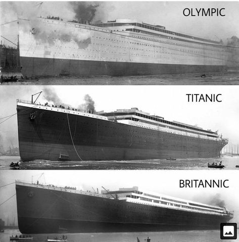 The 3 RMS Olympic class steamers Titanic Ship Sinking, Hmhs Britannic, Rms Olympic, Titanic Photos, Titanic Sinking, Titanic Facts, White Star Line, Titanic History, Titanic Ship